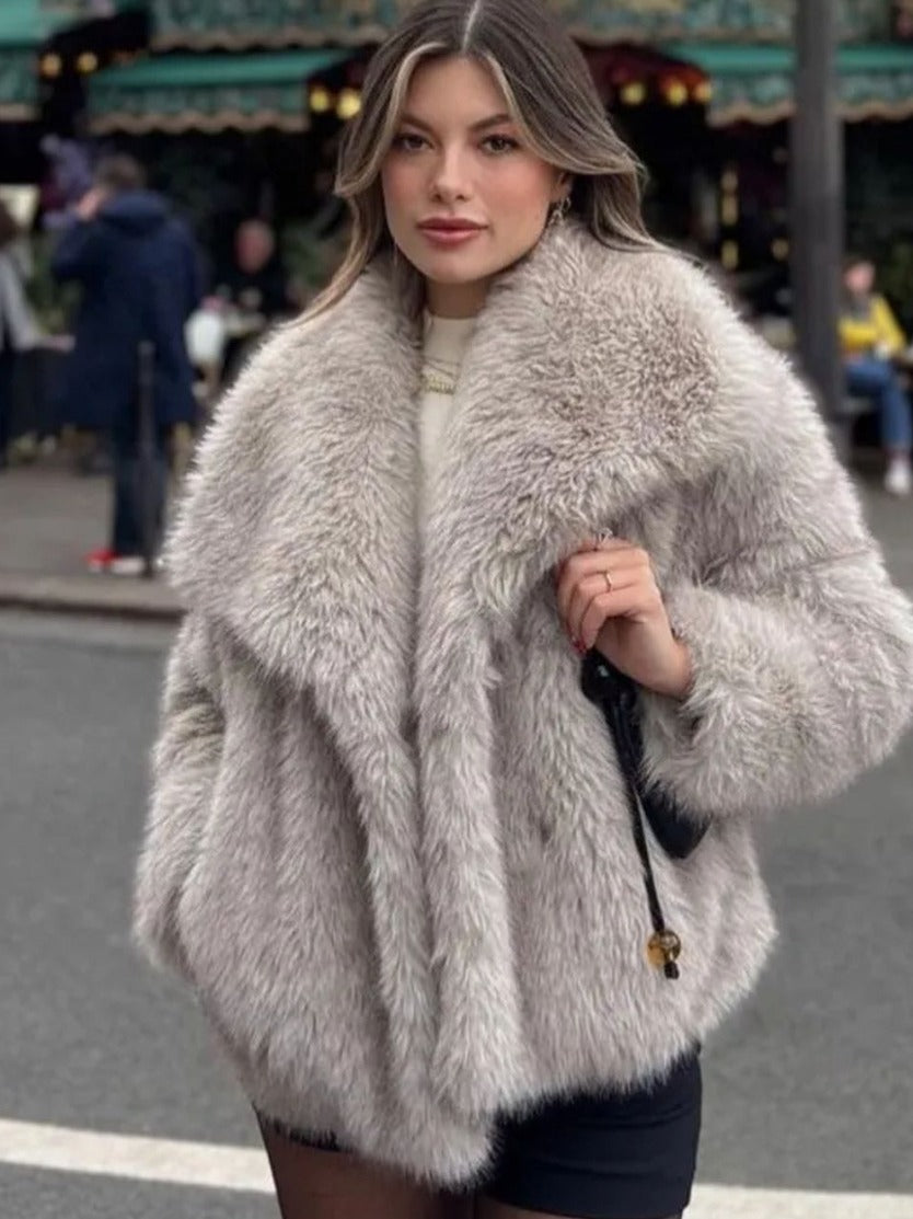 Winter Plush Coat Fashion Warm Thicken Tops Womens Clothing - Velerat