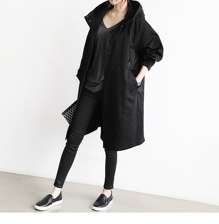 Women Windbreaker Jacket Casual Loose Button Pockets Hooded Quick Dry Windproof Waterproof Clothes For Outdoor Hiking Camping - Velerat