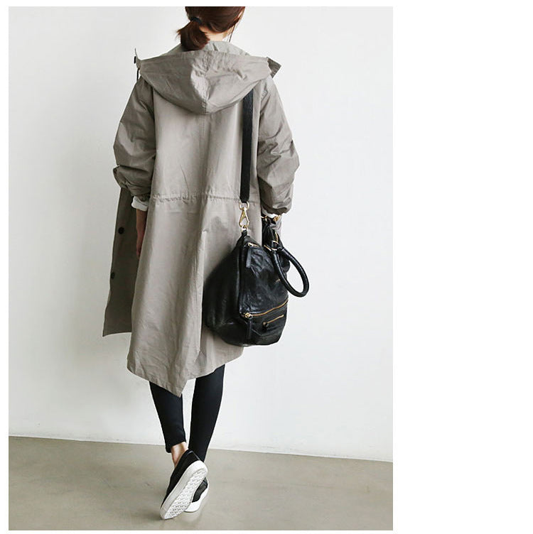 Women Windbreaker Jacket Casual Loose Button Pockets Hooded Quick Dry Windproof Waterproof Clothes For Outdoor Hiking Camping - Velerat