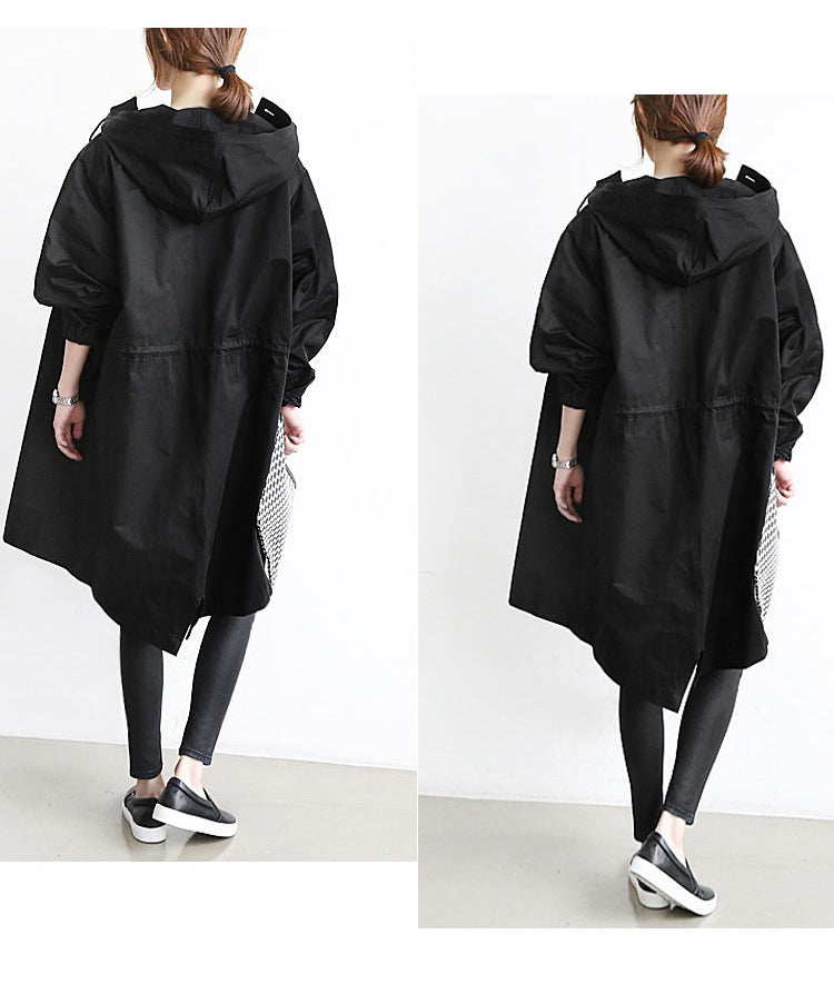 Women Windbreaker Jacket Casual Loose Button Pockets Hooded Quick Dry Windproof Waterproof Clothes For Outdoor Hiking Camping - Velerat