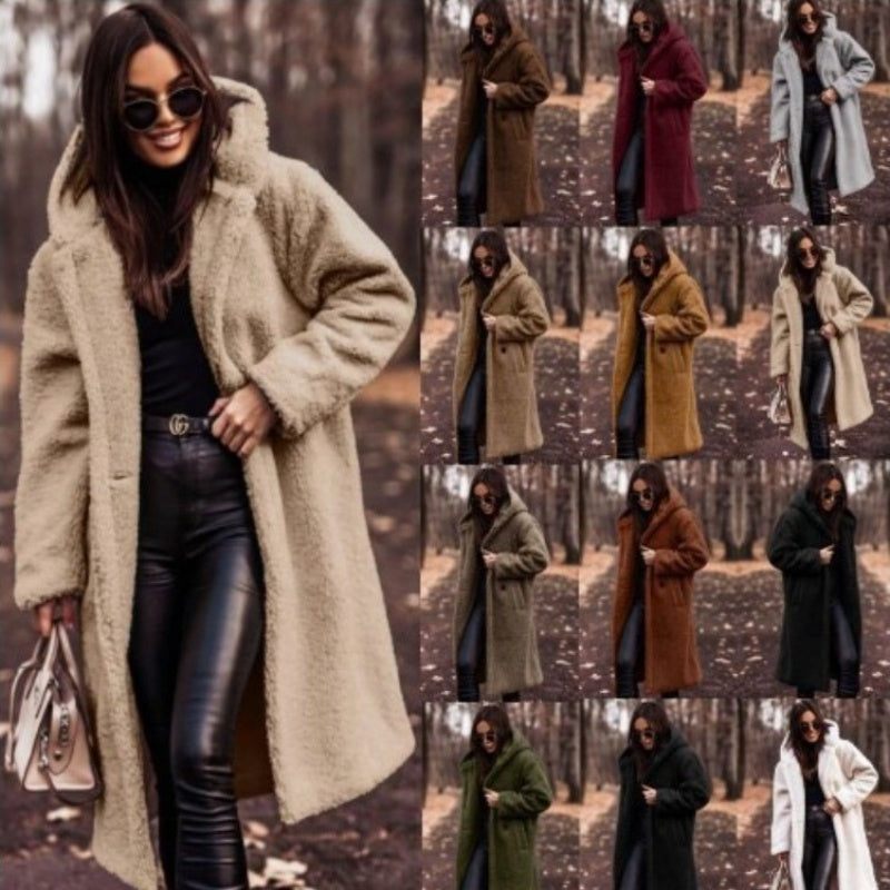Autumn Winter Fashion Elegant Long Coat Woman Plush Warm - Velerat