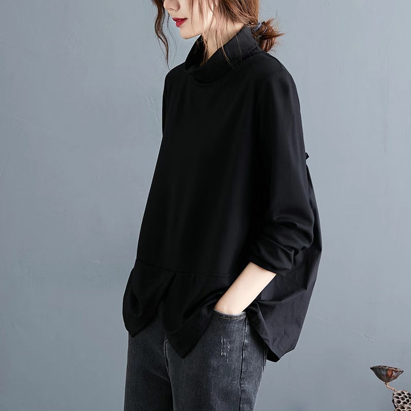 Black V-Neck Slim Fit Long Sleeve Top for Women” - Velerat