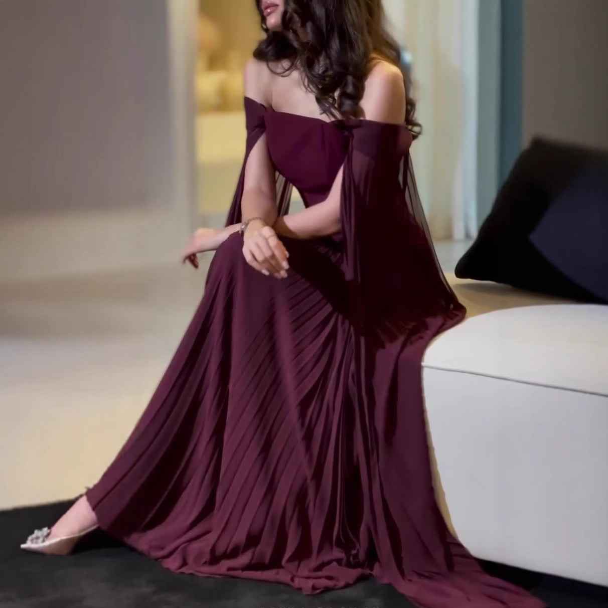 Women's Socialite Style Off-shoulder Mesh Stitching Elegant Dress - Velerat