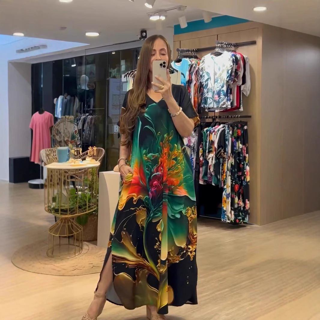 European And American Printing Dress Loose - Velerat
