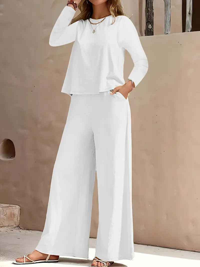 Sleeve Loose Wide Leg PantsLong Suit - Velerat