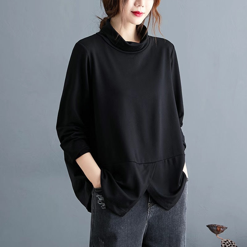 Black V-Neck Slim Fit Long Sleeve Top for Women” - Velerat