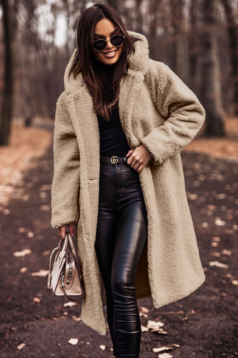 Autumn Winter Fashion Elegant Long Coat Woman Plush Warm - Velerat