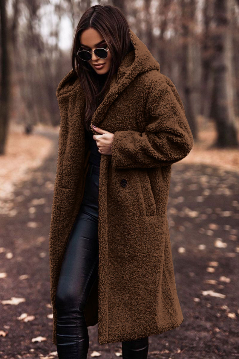 Autumn Winter Fashion Elegant Long Coat Woman Plush Warm - Velerat