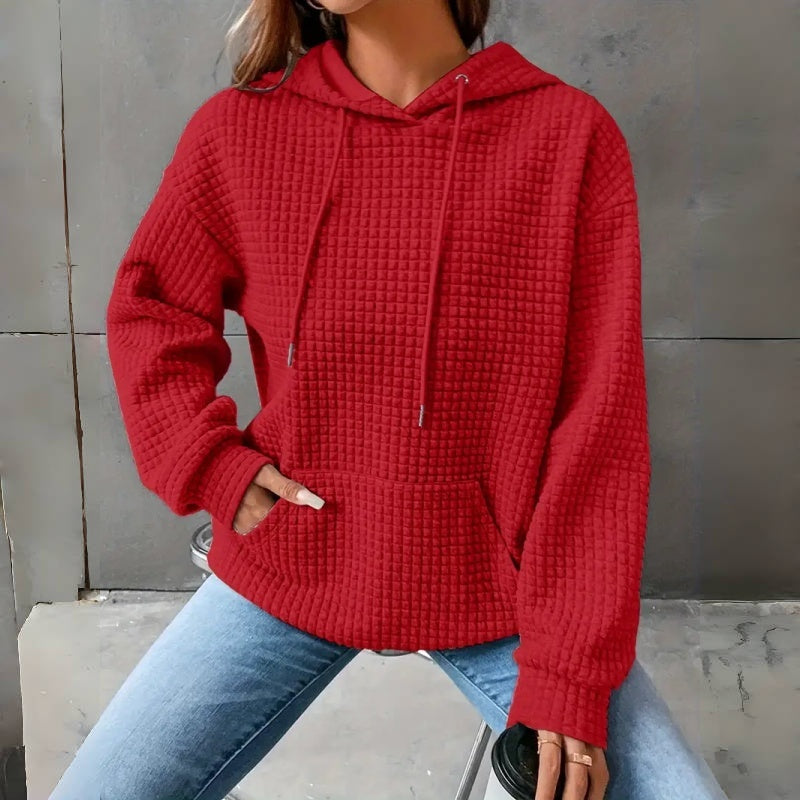 Women's Loose Fitting Hooded Long Sleeved Sweatshirt - Velerat