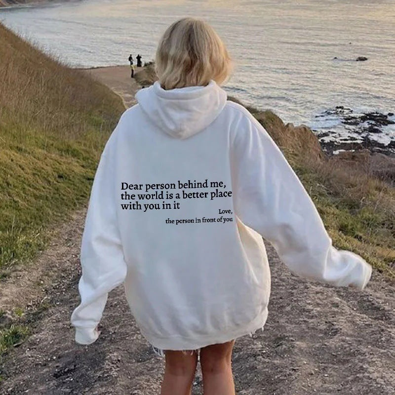 Women's Plush Letter Printed Hoodie Unisex Trendy Hoodie - Velerat
