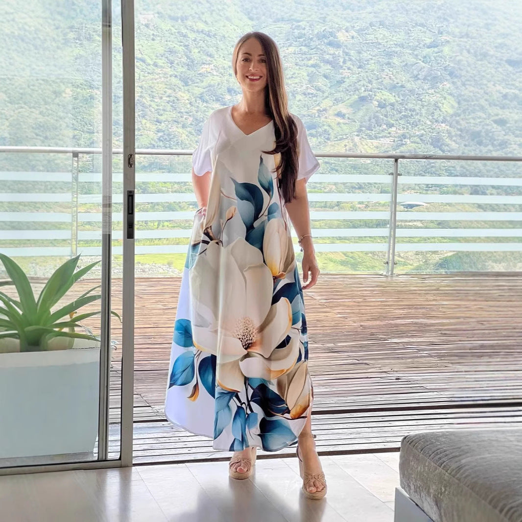 European And American Printing Dress Loose - Velerat