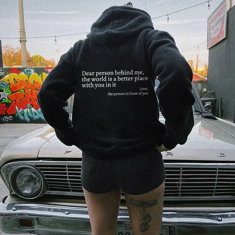 Women's Plush Letter Printed Hoodie Unisex Trendy Hoodie - Velerat