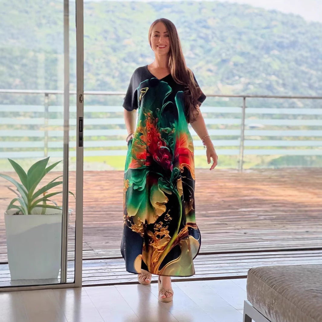 European And American Printing Dress Loose - Velerat