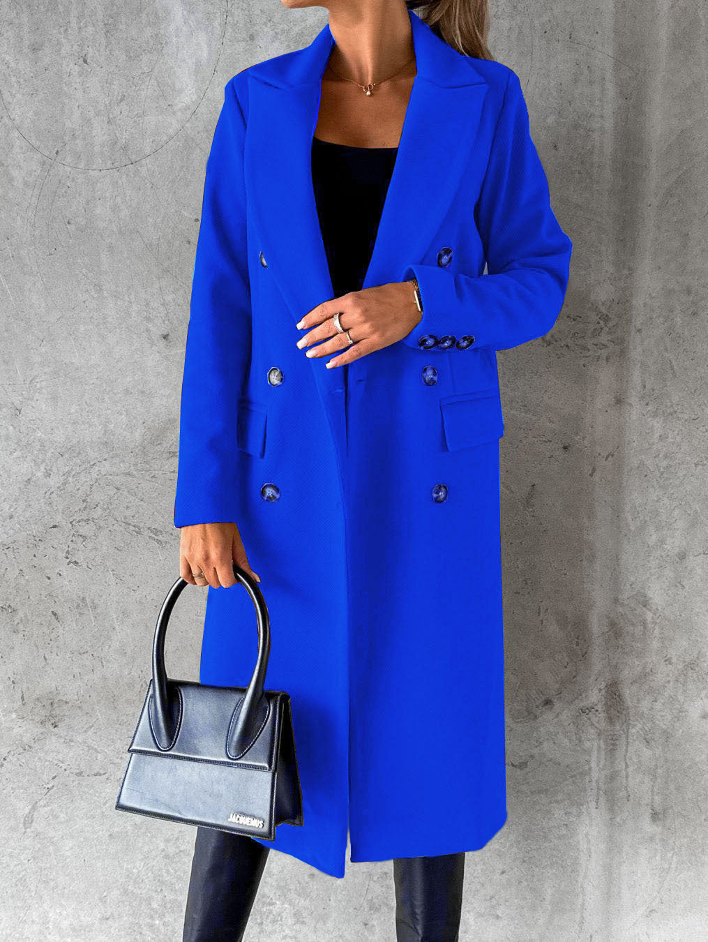 Double Breasted Lapel Coat Winter Fashion Long Sleeve Tops Womens Clothing - Velerat