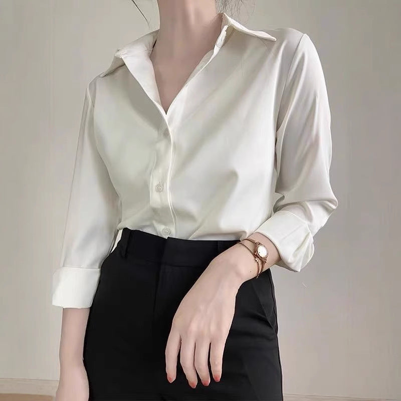 Women's High-grade Green Satin Shirt - Velerat