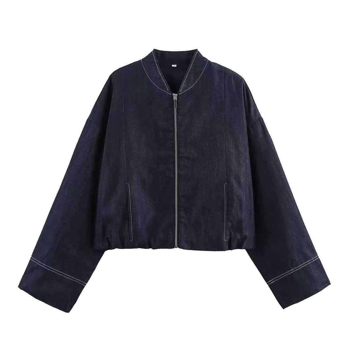 Denim Pilot Jacket Wide Pleated Denim Skirted Leggings