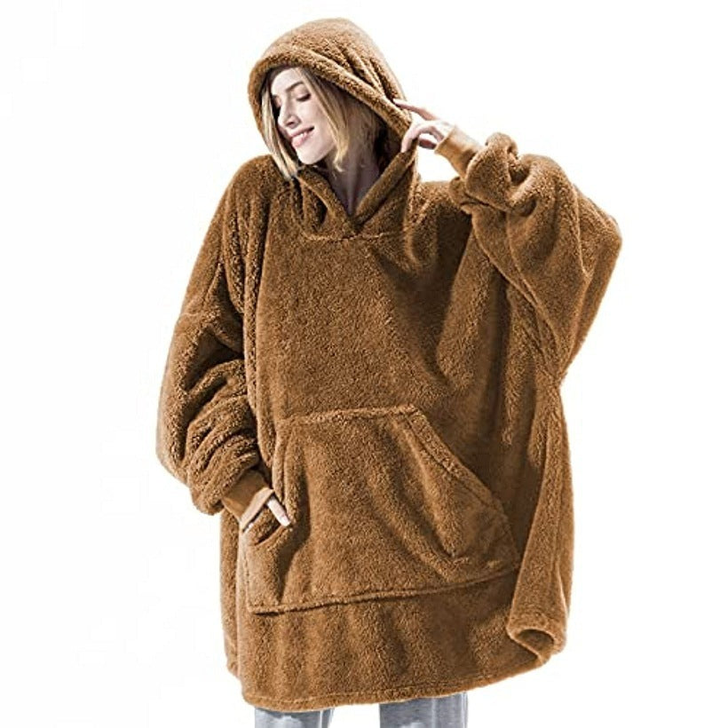 Winter Hoodie Sweatshirt With Big Pocket Women Hooded Tops Clothes - Velerat
