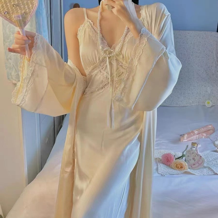 Autumn French Vintage Lace Lace Sexy Nightgown - Velerat