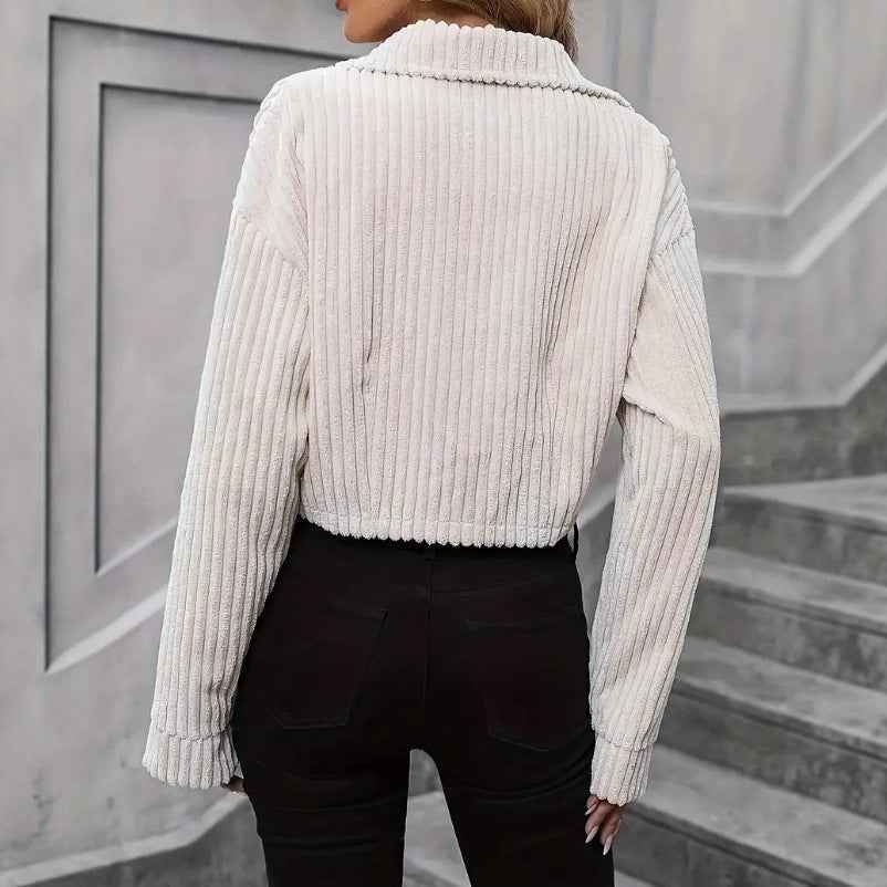 Casual Polo Collar Solid Color Slim-fit Short Jacket - Velerat