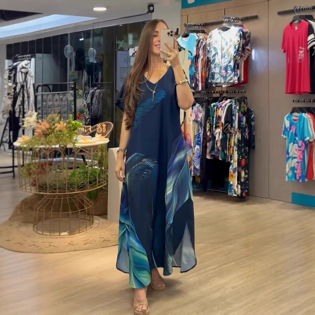 European And American Printing Dress Loose - Velerat