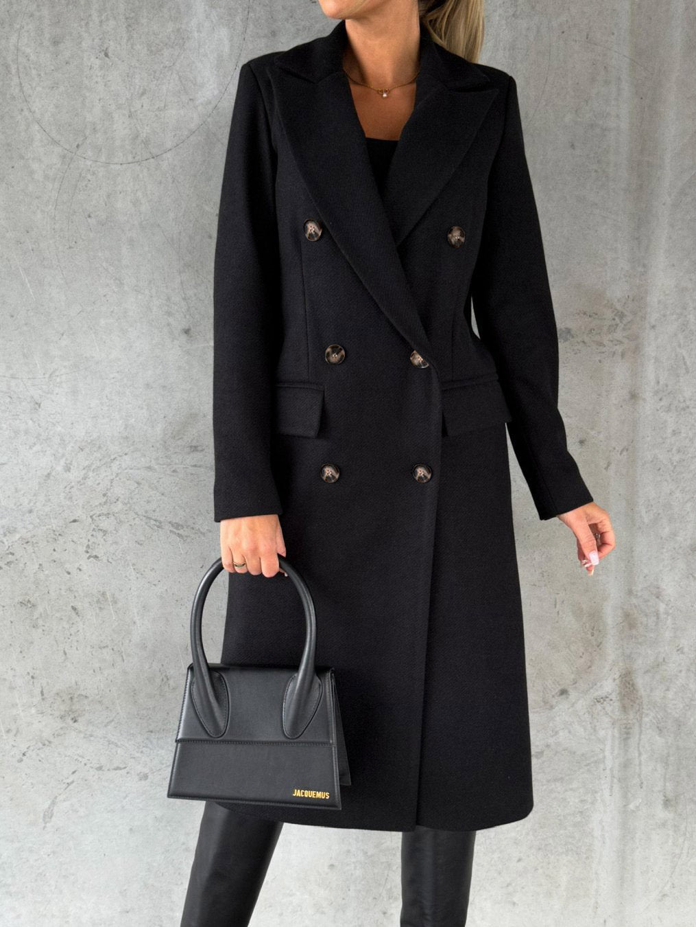 Double Breasted Lapel Coat Winter Fashion Long Sleeve Tops Womens Clothing - Velerat