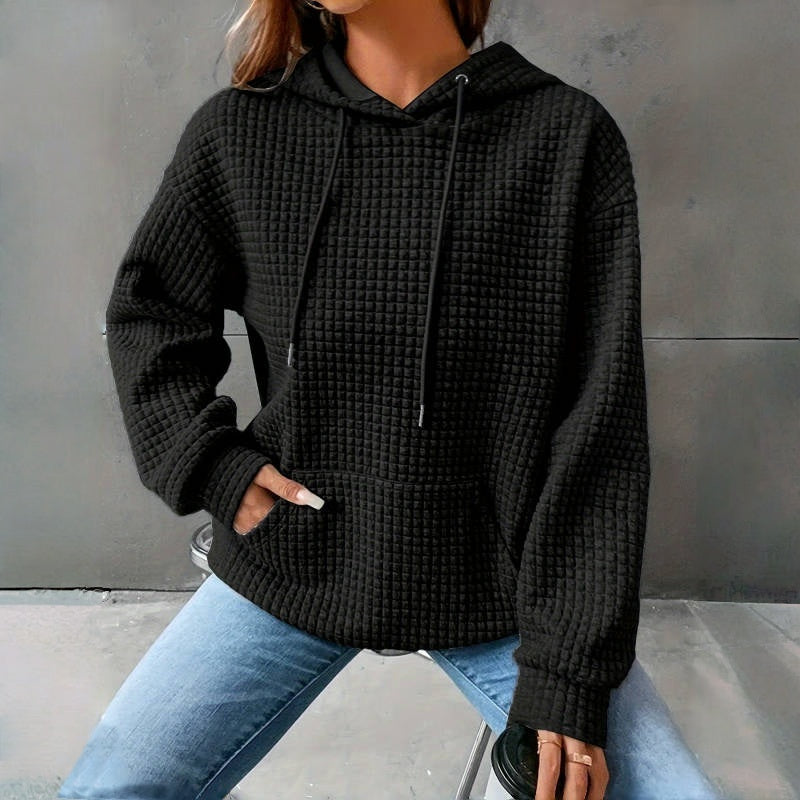 Women's Loose Fitting Hooded Long Sleeved Sweatshirt - Velerat