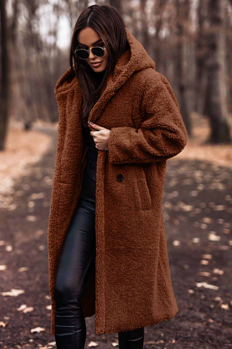 Autumn Winter Fashion Elegant Long Coat Woman Plush Warm - Velerat