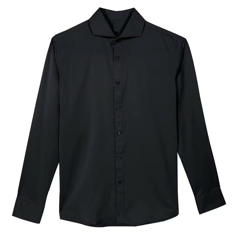 Autumn Black Shirt Men's Long Sleeve Slim Korean Style