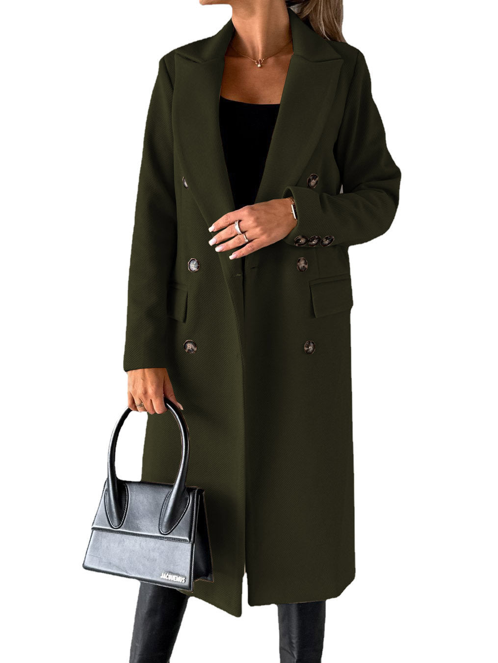 Double Breasted Lapel Coat Winter Fashion Long Sleeve Tops Womens Clothing - Velerat
