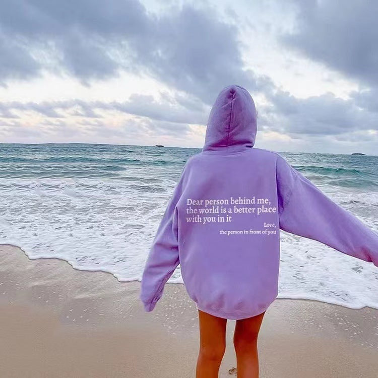 Women's Plush Letter Printed Hoodie Unisex Trendy Hoodie - Velerat