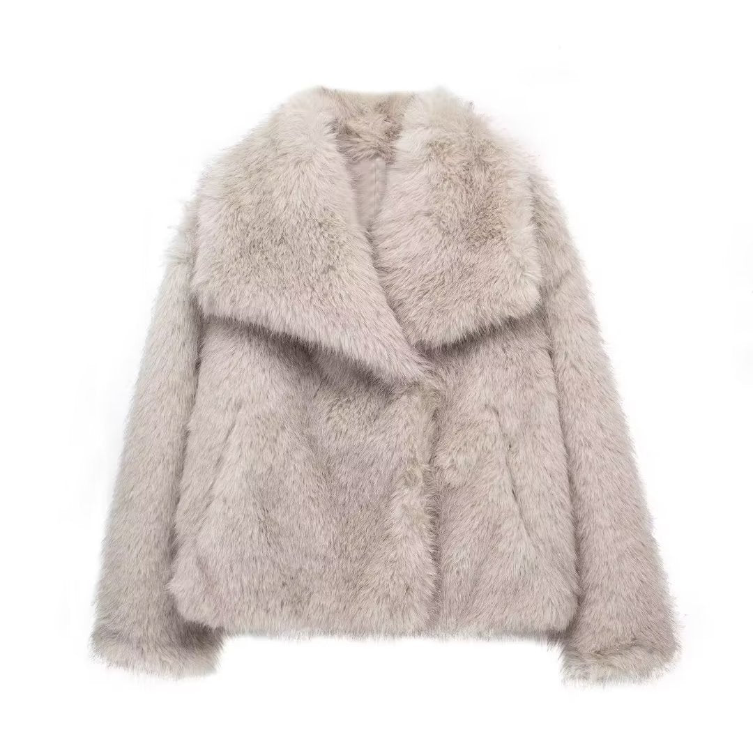 Winter Plush Coat Fashion Warm Thicken Tops Womens Clothing - Velerat