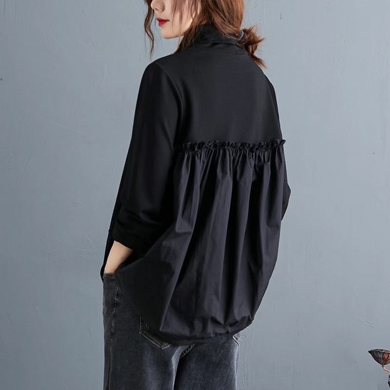 Black V-Neck Slim Fit Long Sleeve Top for Women” - Velerat