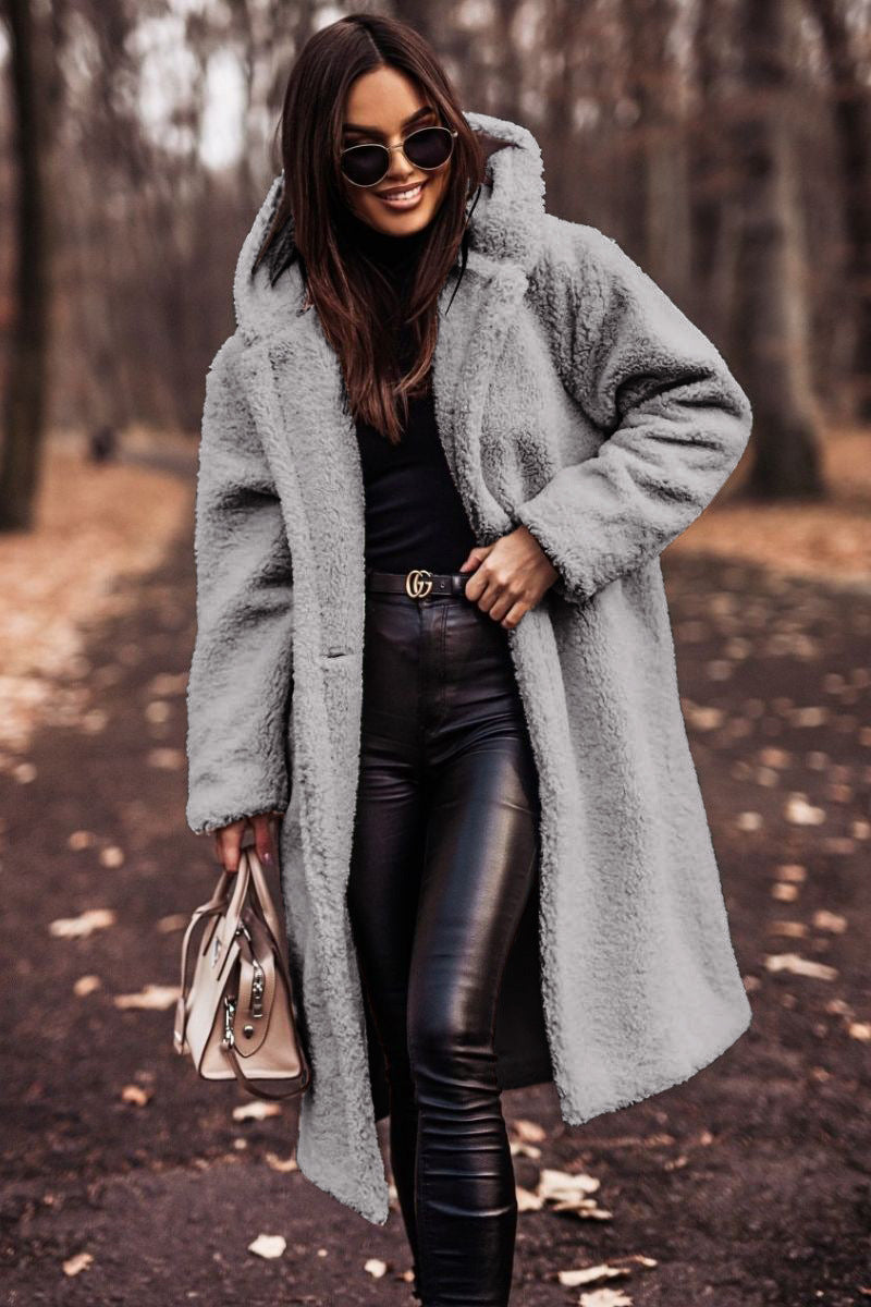 Autumn Winter Fashion Elegant Long Coat Woman Plush Warm - Velerat
