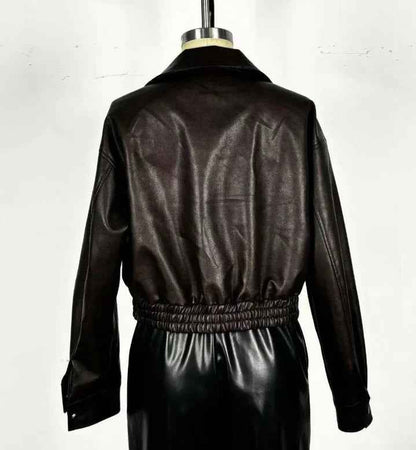 Leather Retro Jacket Long-sleeved Leather Coat