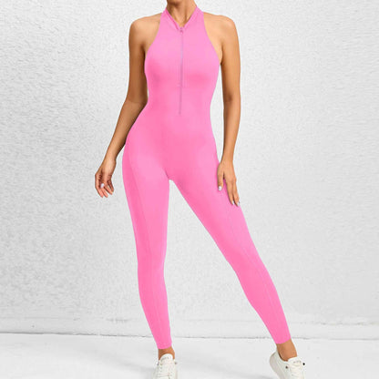 Zippered Yoga Fitness Jumpsuit  Shapewear