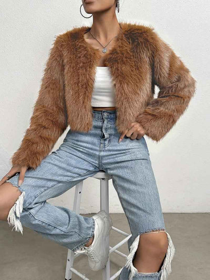 Luxury Fox Fur Short Coat – Thick & Warm