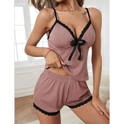 European And American Sexy Home Pajamas Summer Sling Deep V Lace Ladies