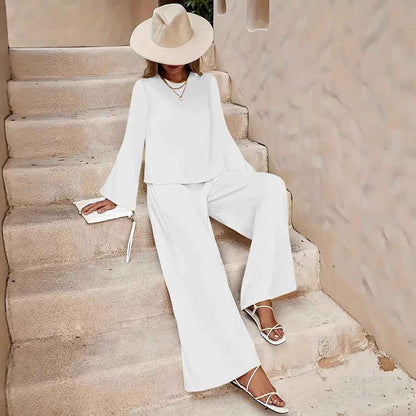 Long Sleeve Loose Wide Leg Pants Suit