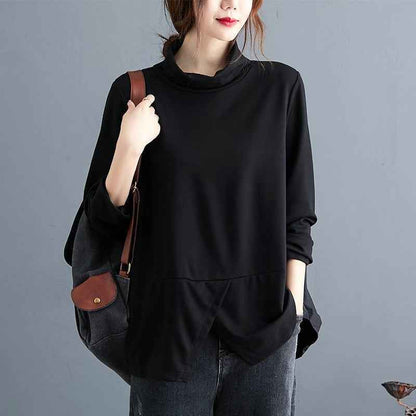 Black V-Neck Slim Fit Long Sleeve Top for Women”
