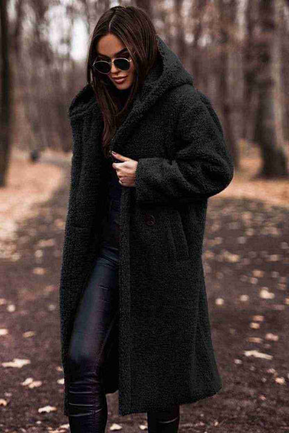 Autumn Winter Fashion Elegant Long Coat Woman Plush Warm
