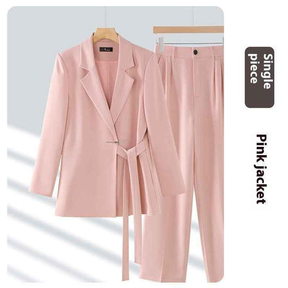 Casual Long-sleeved Small Suit Collar Jacket Women's Wide-leg Pants Two-piece Suit