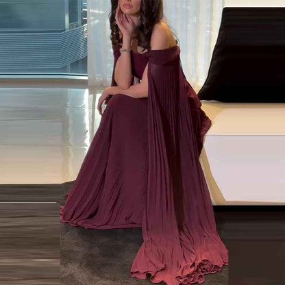 Women's Socialite Style Off-shoulder Mesh Stitching Elegant Dress