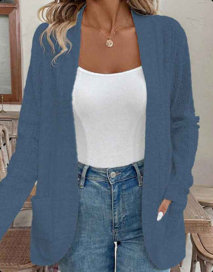 Jacquard Hollowed Leisure Stitching Long-sleeved Cardigan - Velerat