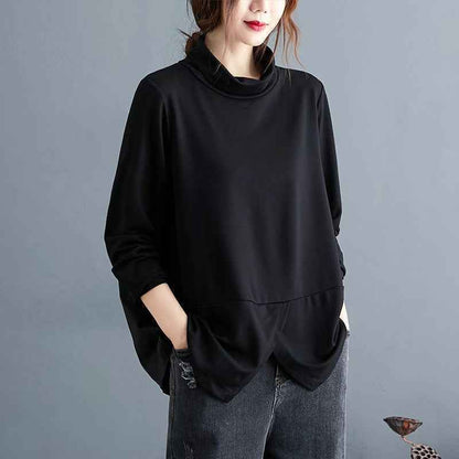 Black V-Neck Slim Fit Long Sleeve Top for Women”