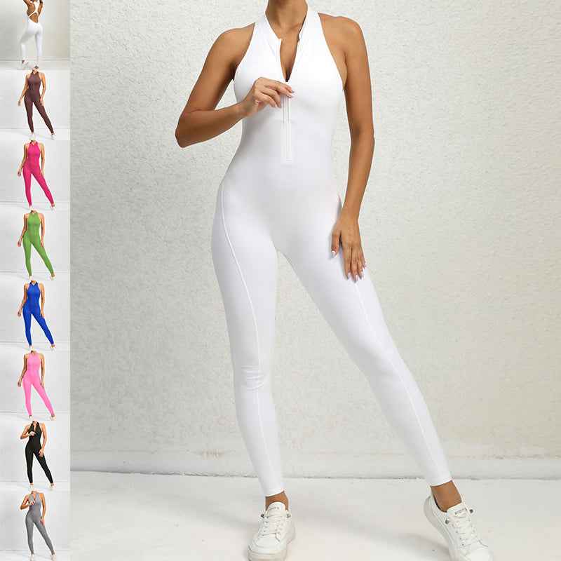 Zippered Yoga Fitness Jumpsuit  Shapewear