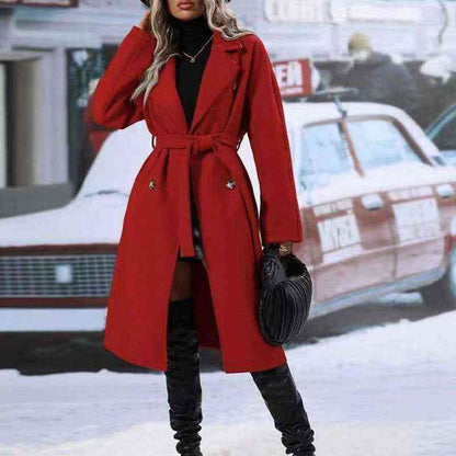 Women's Stylish Double-breasted Trench Coat with Belt