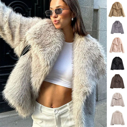 Winter Plush Coat Fashion Warm Thicken Tops Womens Clothing - Velerat