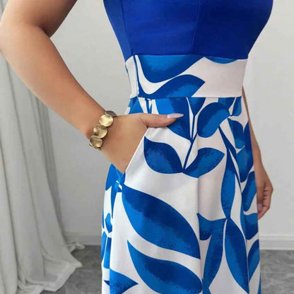 Women's Versatile And Elegant Printed V-neck Dress - Velerat