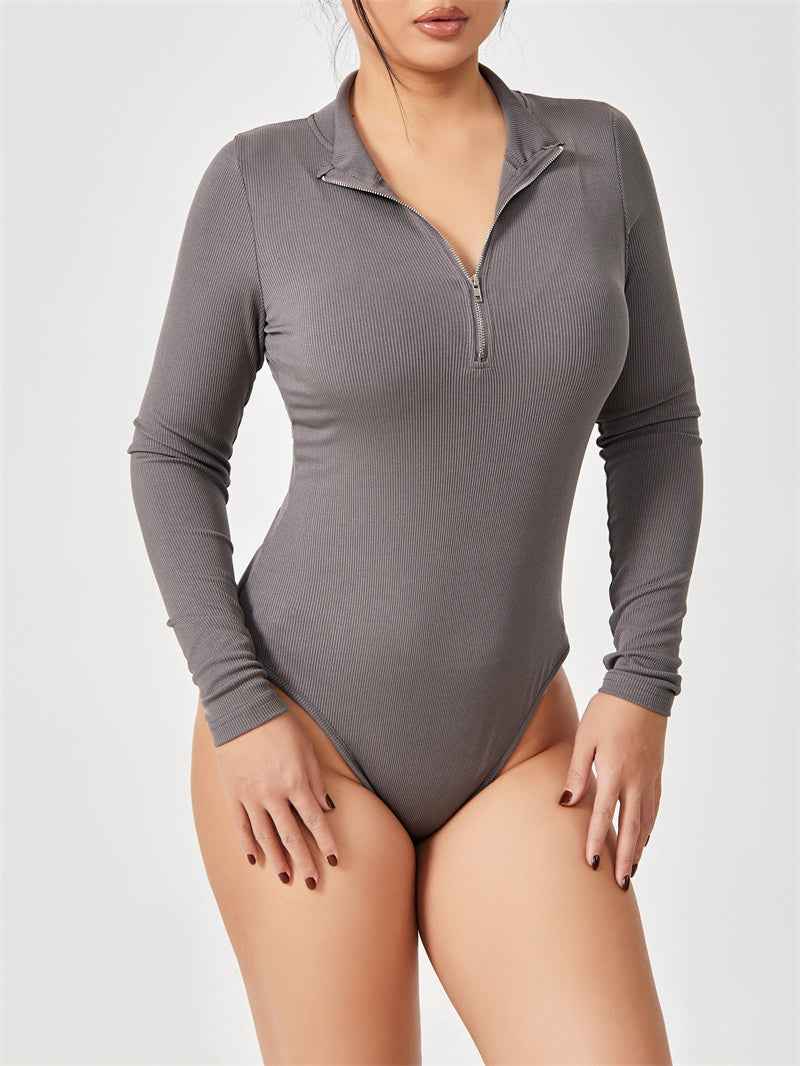Fashion Long Sleeve Zipper Jumpsuit Shapewear