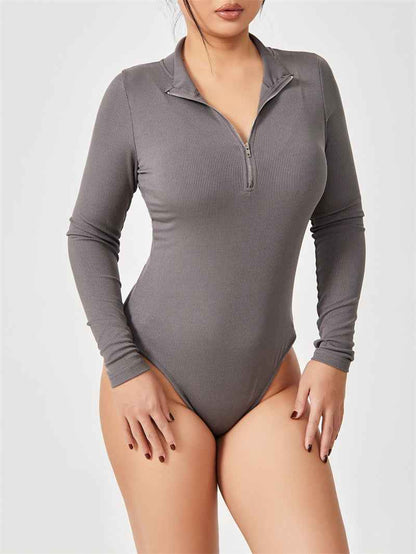 Fashion Long Sleeve Zipper Jumpsuit Shapewear
